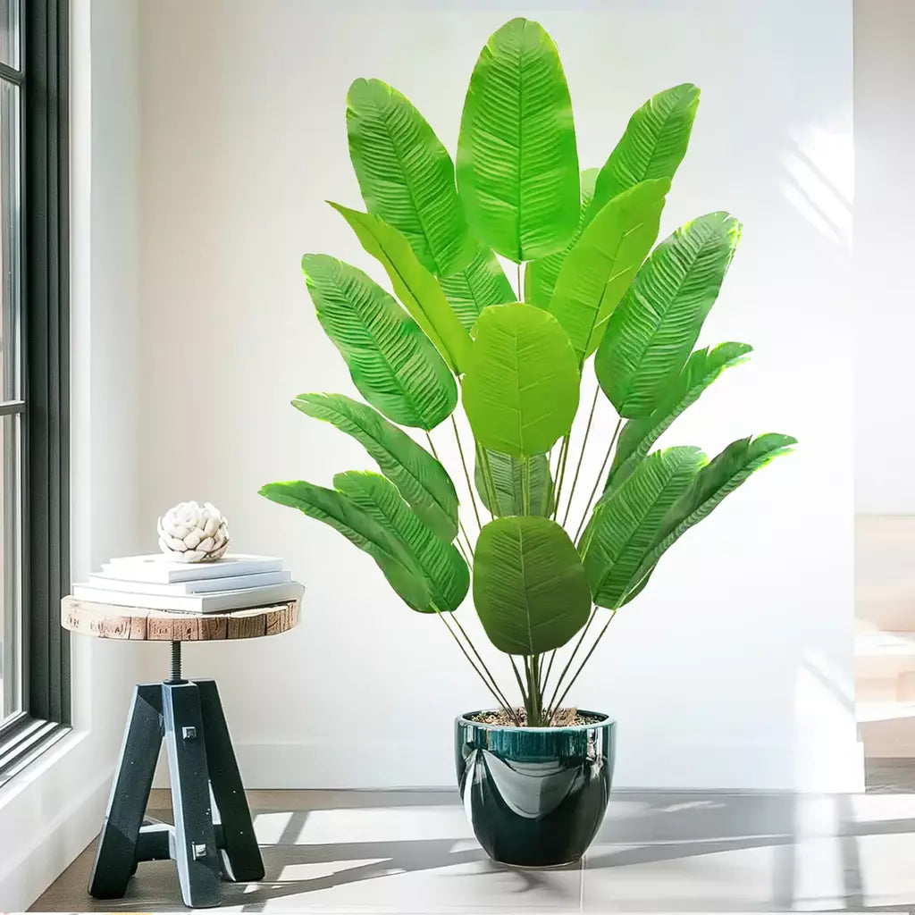 65-125cm/47.2in grande palmeira tropical falso banana planta folhas toque real strelitzia reginae planta de plástico para casa jardim