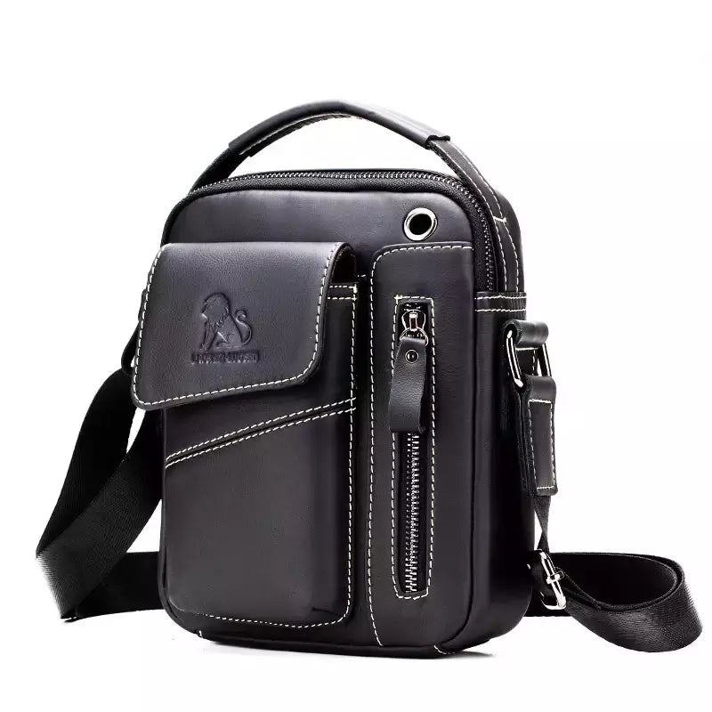 Bolsa de ombro multifuncional para homens Couro Crossbody Bag Bolsa de alta capacidade
