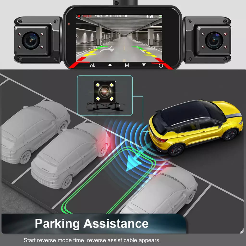 Dashcam para carros 4 canais caixa preta wifi câmera de condução fhd 1080p visão noturna gravação em loop adicionar kit de fio rígido acessórios do carro