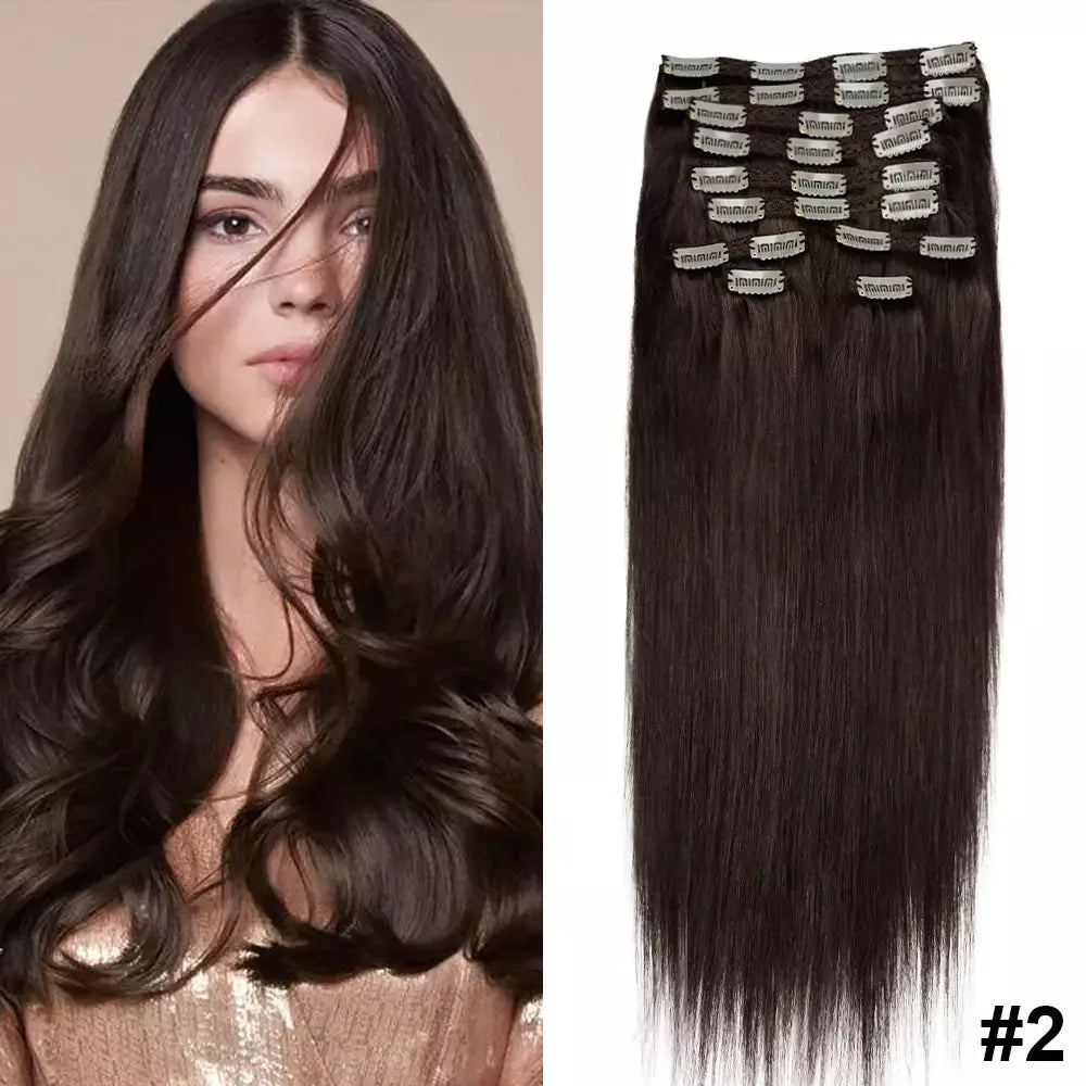 Doreen 160g 200g 240g série de volume máquina brasileira remy clipe reto em extensões de cabelo humano cabeça cheia 10 pçs 16 a 24 Polegada