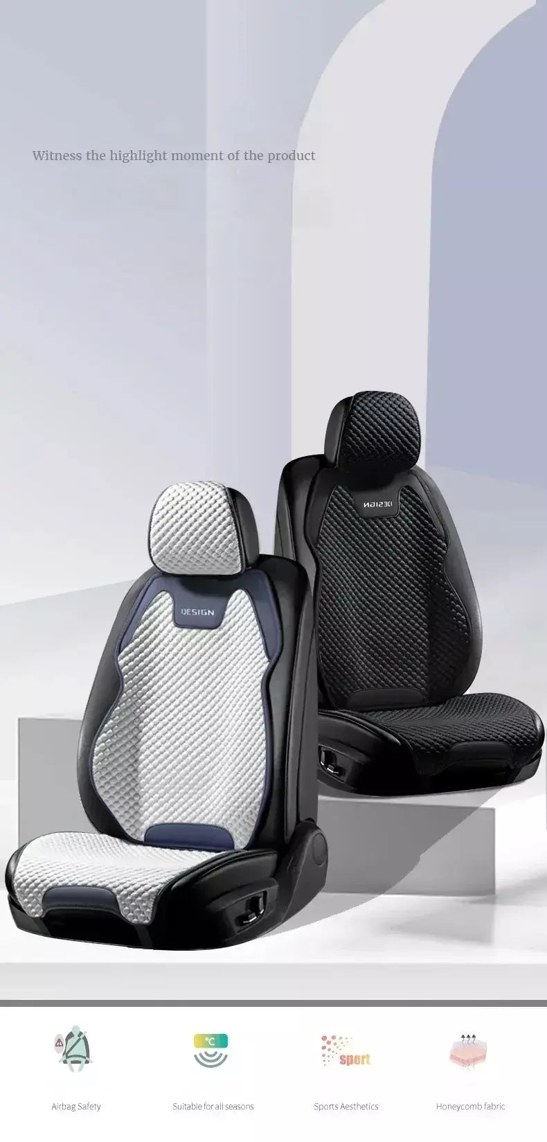 Almofada de assento de carro de seda gelo ventilação confortável, durável quatro estações universal split único capa de assento dianteiro do carro