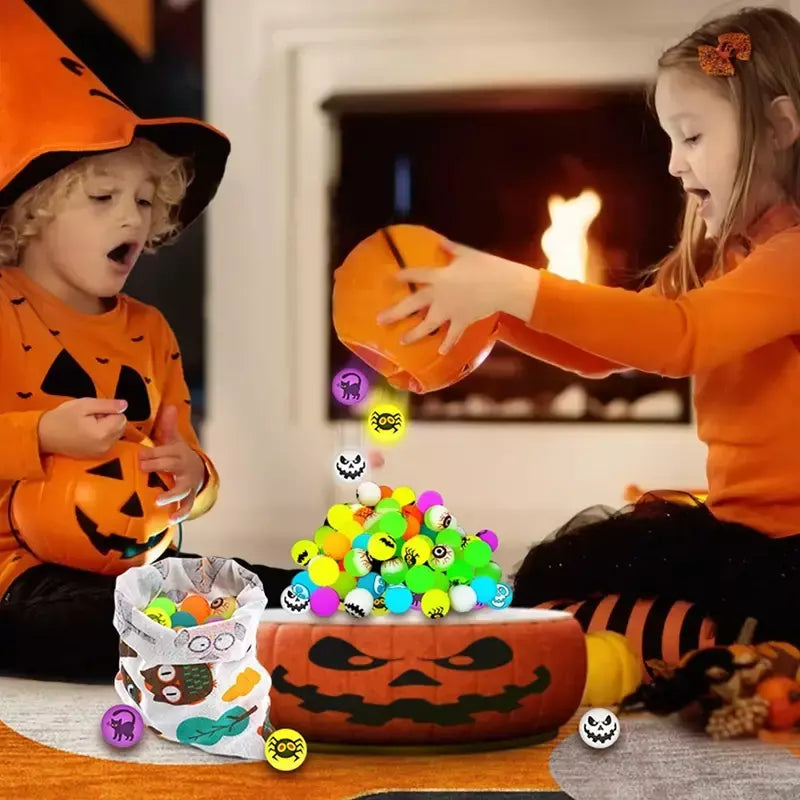 100/10 pçs halloween brilho no escuro bolas saltando brinquedo crianças truque ou deleite presente goodie saco enchimento festa de halloween favores fornecimento