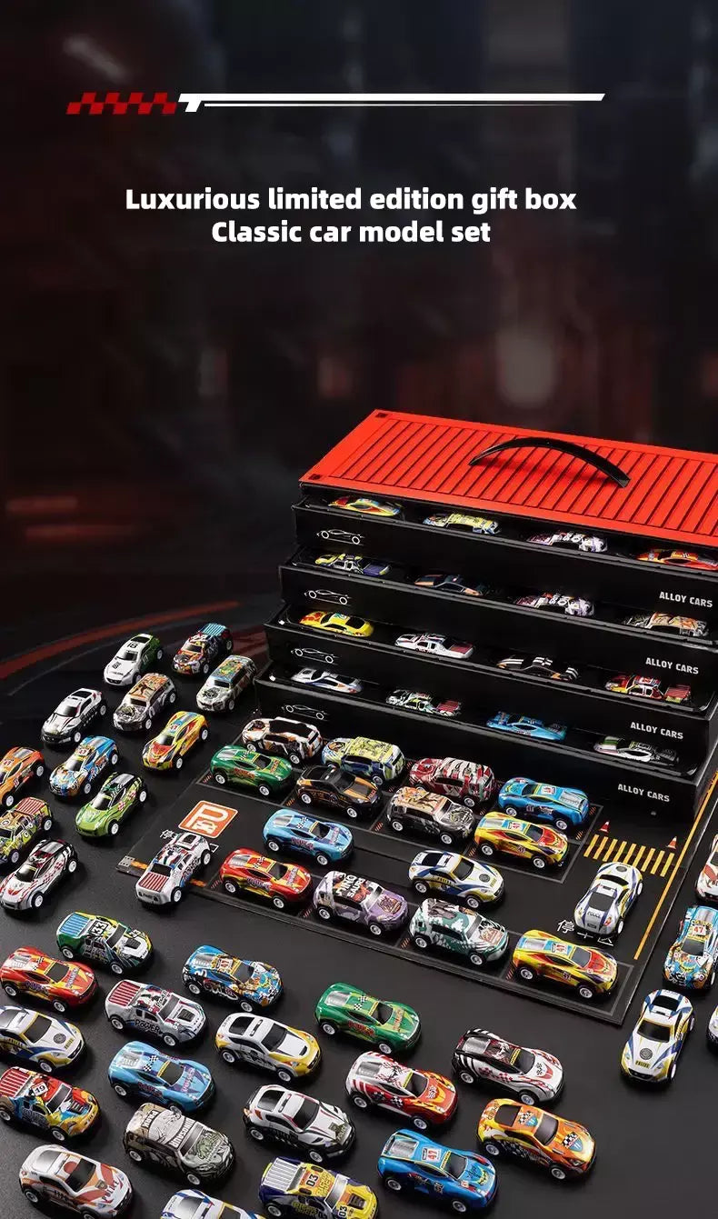 48 peças conjuntos de carros de liga metálica, modelos de carros de brinquedo, carros de corrida de carros de lata, modelos de carros clássicos, presentes de Natal