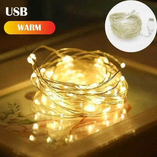 Impermeável USB LED String Lights, Silver Wire, Guirlanda, Luzes de fadas, Natal, Casamento, Feriado, Decoração do partido, 5m