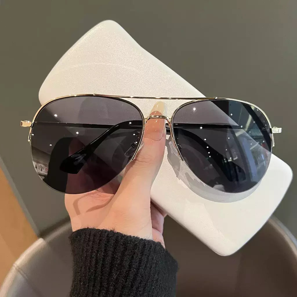 Óculos de sol gradiente anti-reflexo para homens, armação grande, óculos de sol piloto, uv400, moda