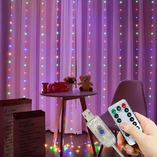 LED USB Curtain String Fairy Lights, Guirlanda de Natal, Remoto para Festa, Jardim, Casa, Decoração de Casamento, Ano Novo, 8 Modos, 6 m, 3m, 2025