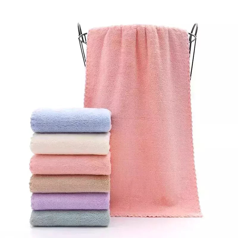 Toalha de rosto absorvente de microfibra grossa, alta densidade, velo coral, secagem rápida, macio, absorvente, limpo, rosto