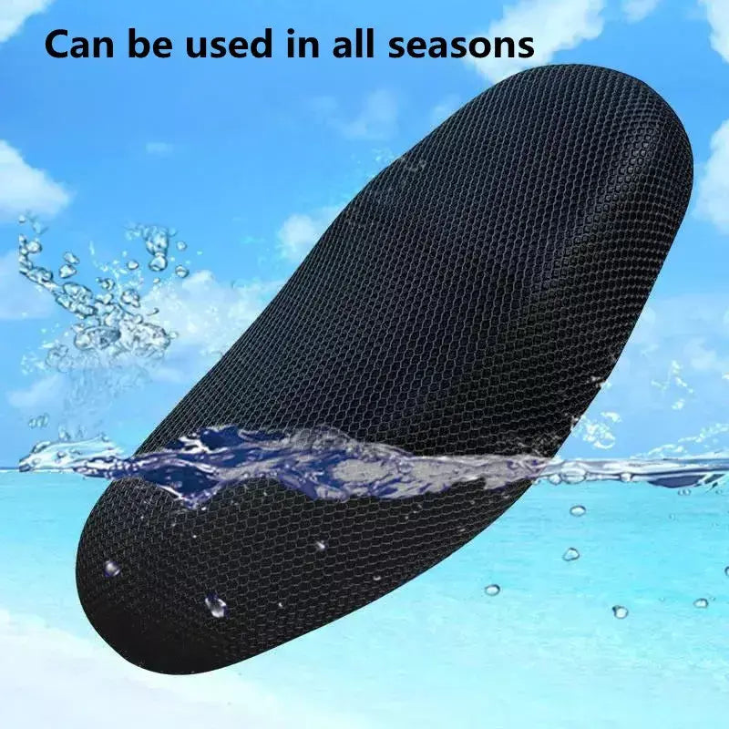 Capa de assento para motocicleta, tecido de malha 3d antiderrapante, assento de scooter, bicicleta elétrica, verão, design em favo de mel, ventilação