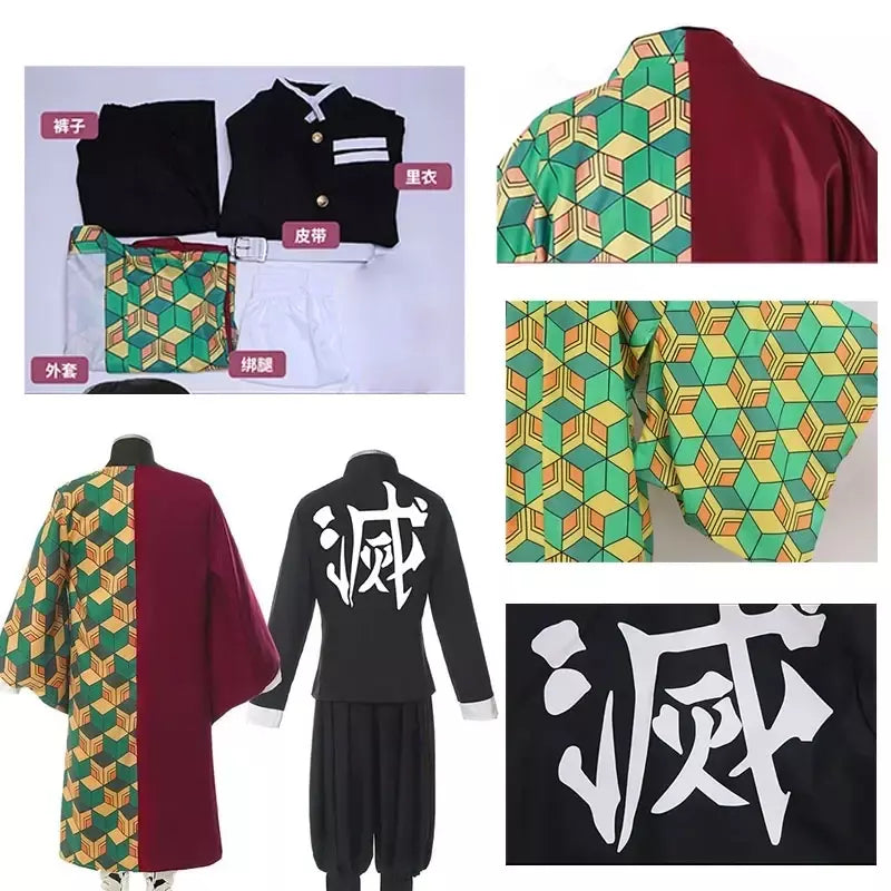 Anime demônio slayer kimetsu não yaiba tomioka giyuu cosplay traje terno uniformes trajes peruca criança adulto festa presente