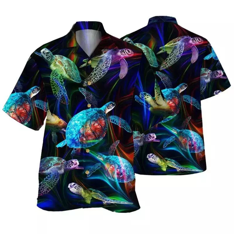 Camisas estampadas em 3D papagaio masculinas, camisas havaianas de praia, manga curta, moda casual, lapela de carreira