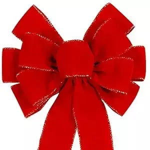 Laços de natal vermelhos decorações ao ar livre grande árvore de natal arco superior grinalda de veludo com glitter borda dourada decoração da porta da frente