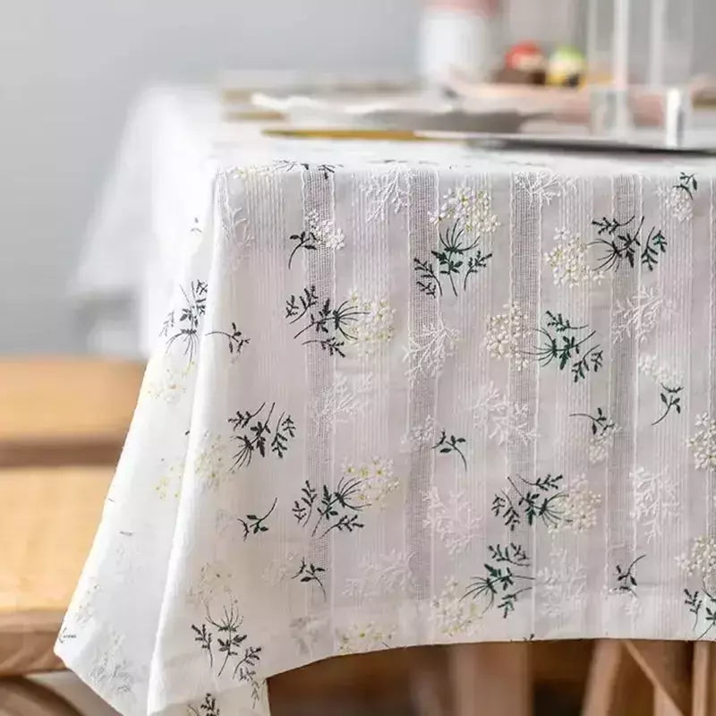 Toalha De Mesa De Mistura De Algodão Impresso Floral, Lavável Farmhouse Table Cover, Bege, Festa De Casamento, Sala De Estar, Decoração Do Chuveiro Do Bebê