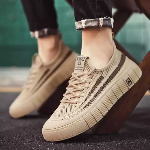 Tênis de malha respirável masculino, leve, confortável, meias antiderrapantes, sapatos esportivos e de lazer, tendência, verão