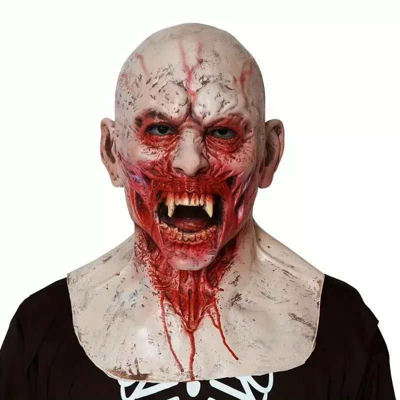 Máscara de vampiro zumbi realista máscara sangrenta látex rosto cheio traje de terror para halloween cosplay festa vestir-se acessório