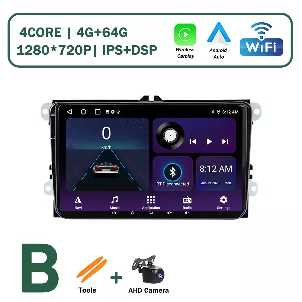 Sistema operacional android para vw volkswagen golf polo skoda rapid octavia tiguan passat amarok carro multimídia vídeo estéreo player gps carplay