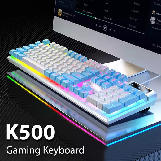 K500 teclado para jogos com fio sensação mecânica laptop desktops pc computador acessórios de escritório 104 teclas teclados com luz de fundo rgb