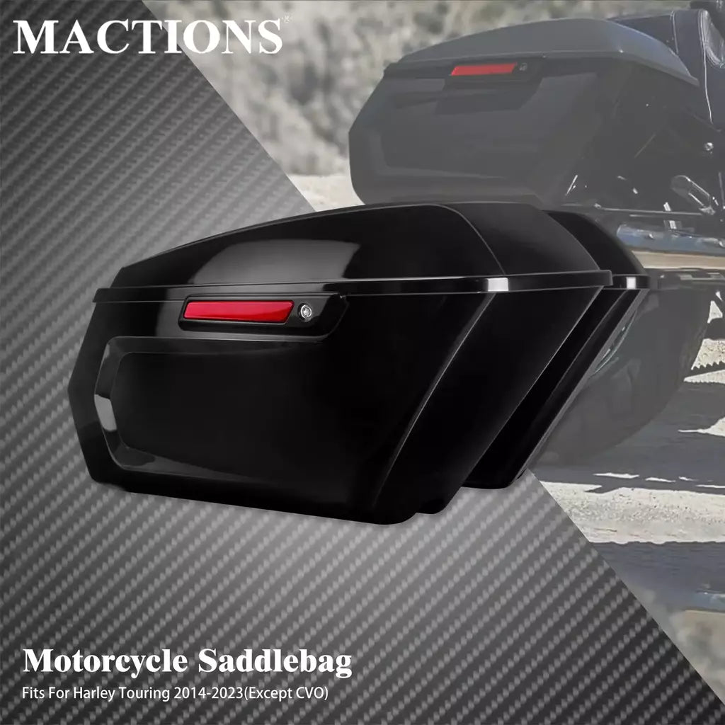 Macões alforje rígido para motocicleta, design de corte com travas pretas para harley touring road king road glide street glide 2014-2023