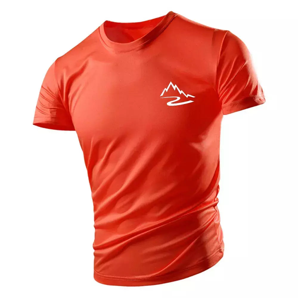 Camiseta casual com gola redonda masculina, manga curta solta, confortável, top de secagem rápida, estilo esportivo ao ar livre, moda quatro estações