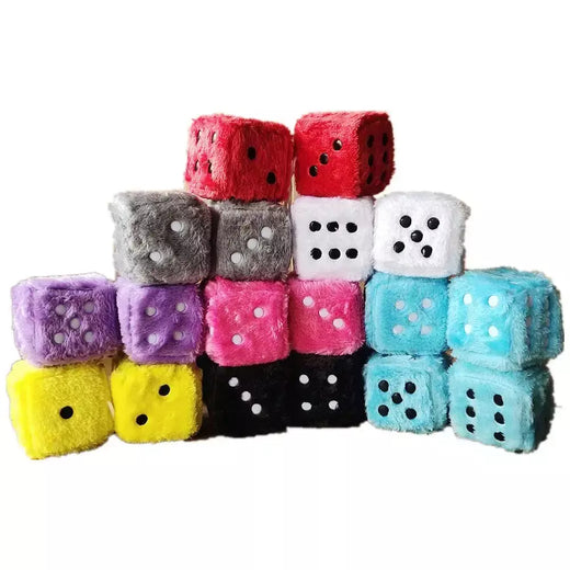 2 pçs grande cabelo longo carimbo quente ponto dados brinquedo de pelúcia cubo pingente ornamento do carro peneira anime decoração do carro acessórios pingente automático