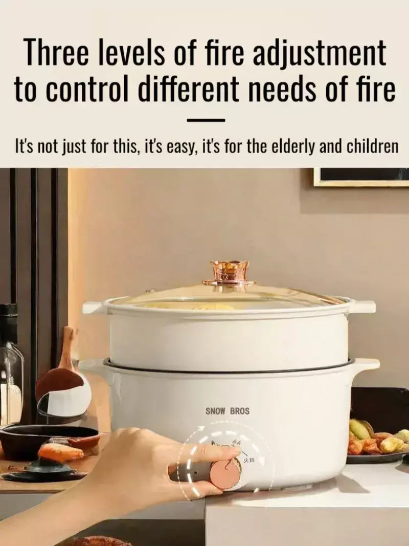Pote de cozinha elétrico para dormitório estudantil, uso doméstico, panela quente multifuncional, panela elétrica pequena integrada, frigideira antiaderente
