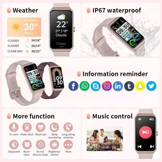 Xiaomi novo 1.47 ''hd relógio inteligente feminino esportes pulseira de fitness termômetro monitor saúde à prova dwaterproof água smartwatch feminino para xiaomi
