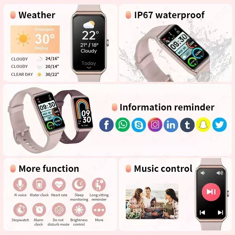 Xiaomi novo 1.47 ''hd relógio inteligente feminino esportes pulseira de fitness termômetro monitor saúde à prova dwaterproof água smartwatch feminino para xiaomi