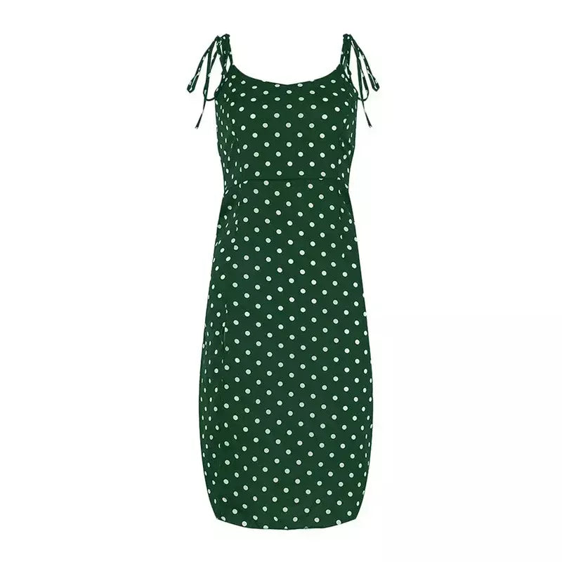 Vestidos de verão feminino causal polka dot sem mangas alta plissado cintura elástica com decote em v vestido de praia vestidos de verano