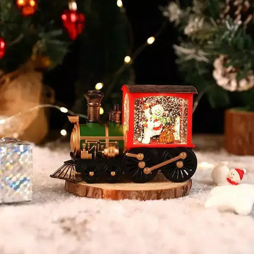 2025 presente de natal trem bola de cristal ornamento presente de natal decoração de véspera de natal caixa de trem de iluminação ornamentos de bola de cristal