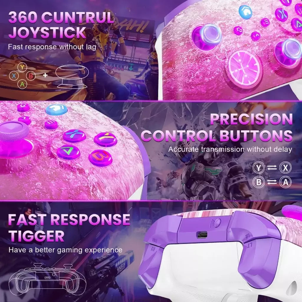 Controlador sem fio para xbox one/série s/x/pc console gamepads dupla vibração jogo joystick com efeito hall rgb 6 eixos giroscópio func