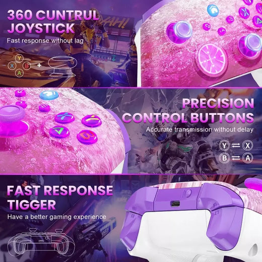 Controlador sem fio para xbox one/série s/x/pc console gamepads dupla vibração jogo joystick com efeito hall rgb 6 eixos giroscópio func