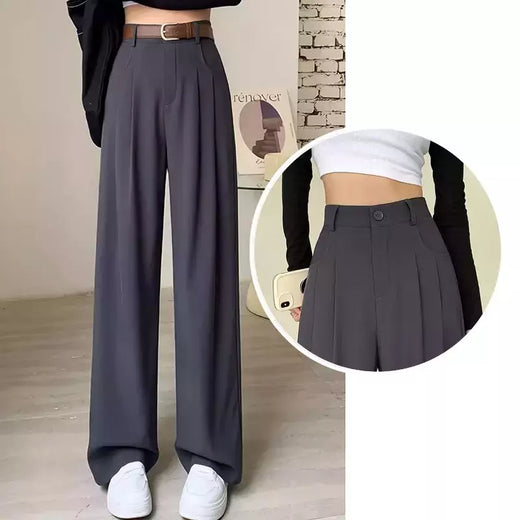 Calça feminina clássica de cintura alta, calça larga, reta, clássica, verão, outono, fato da moda, Lady, 2022
