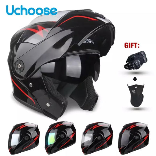 Unisex Capacete com viseira, lente dupla, seção transversal, segurança, modular, flip, capacete, certificação DOT, Uchoose