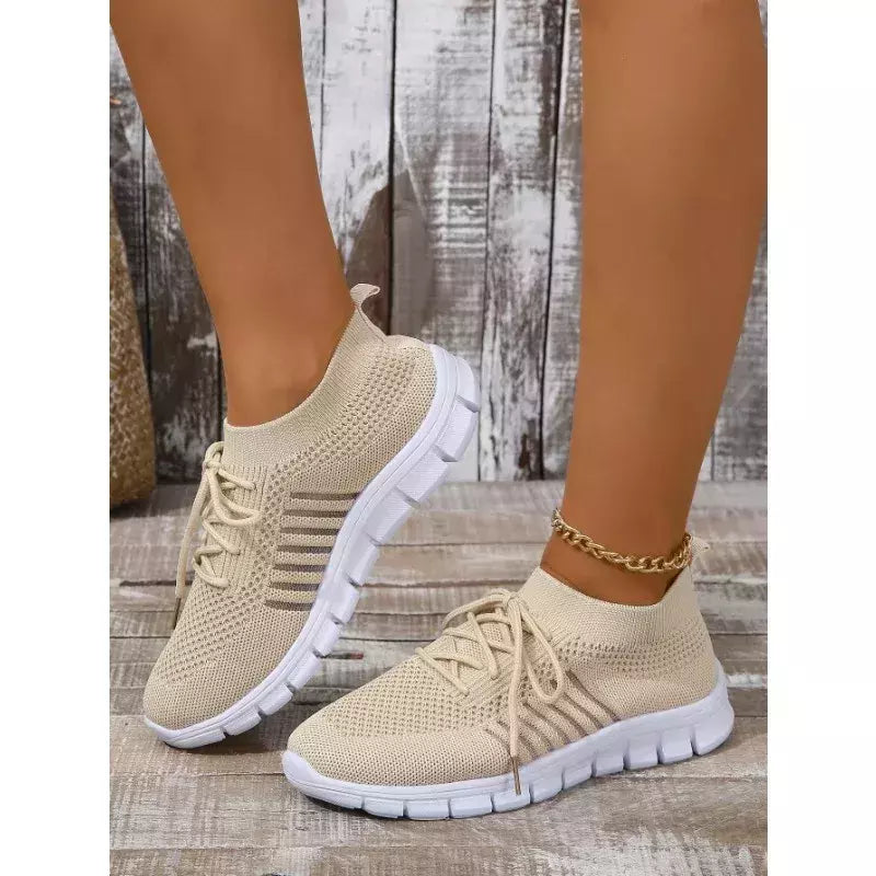 Tênis casual feminino, confortável e respirável, sapato de plataforma versátil com cordões, moda verão, 2024