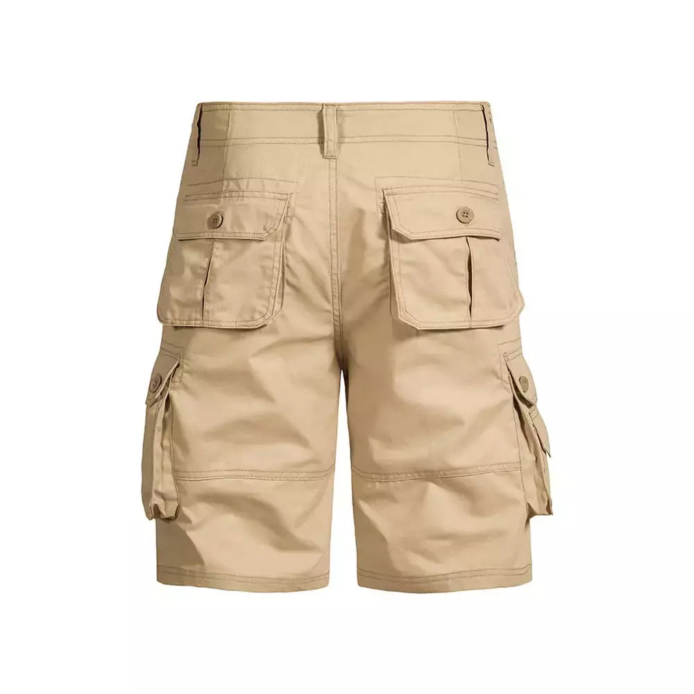 Calções de algodão de bolso múltiplo masculino, macacão de cor sólida de alta qualidade, casual ao ar livre, calças curtas esportivas, novo verão