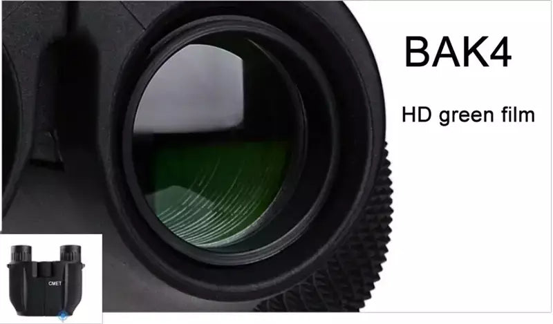 Comet binóculos 10x25 bolso de longo alcance hd telescópio dobrável compacto bak4 prisma binocular escopo óptico lente fmc para caça