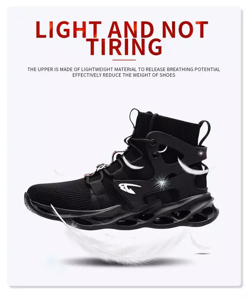 Tênis masculinos leves à prova de punção, sapatos de aço, botas indestrutíveis