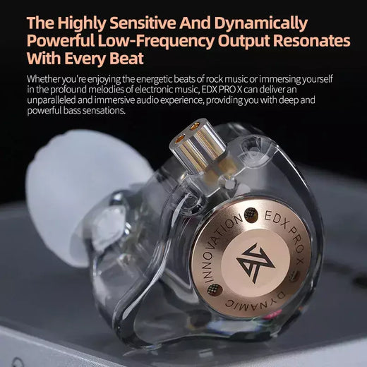 Kz edx pro x iem fones de ouvido unidade dinâmica alta fidelidade graves profundos som earbud esporte música com cancelamento ruído fone com cabo destacável