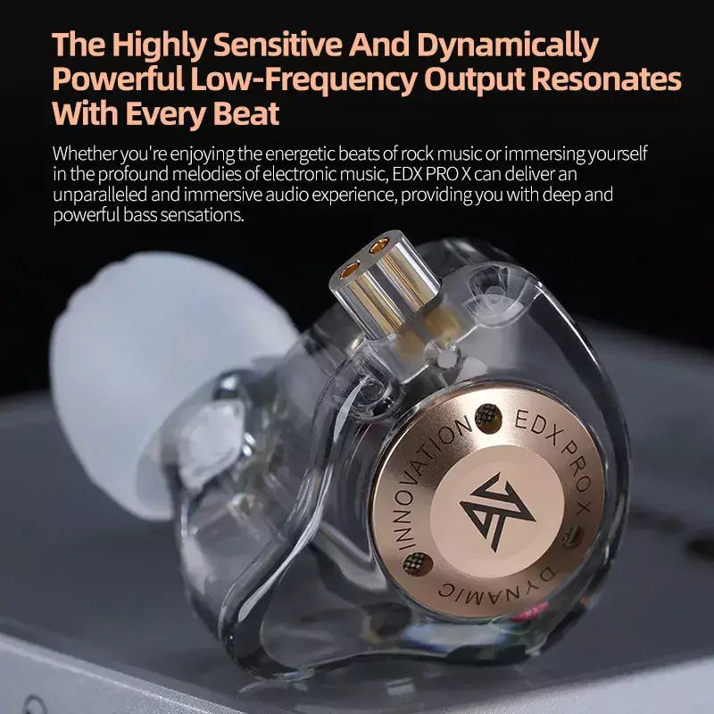 Kz edx pro x iem fones de ouvido unidade dinâmica alta fidelidade graves profundos som earbud esporte música com cancelamento ruído fone com cabo destacável