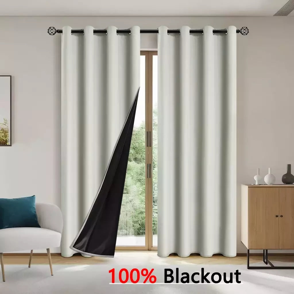 Cortinas monocromáticas blackout, sombreamento completo e proteção solar, quarto e sala de estar, 100% blackout, 1pc