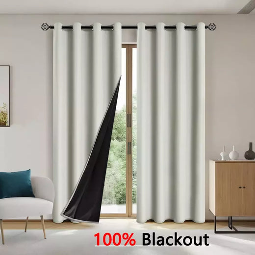 Cortinas monocromáticas blackout, sombreamento completo e proteção solar, quarto e sala de estar, 100% blackout, 1pc