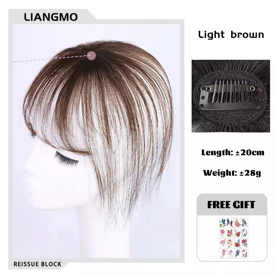 Lm fino 3d ar franja de cabelo em linha reta puro franja clipe em extensões de cabelo topper franja 3d invisível sem costura cabeça peruca de cabelo
