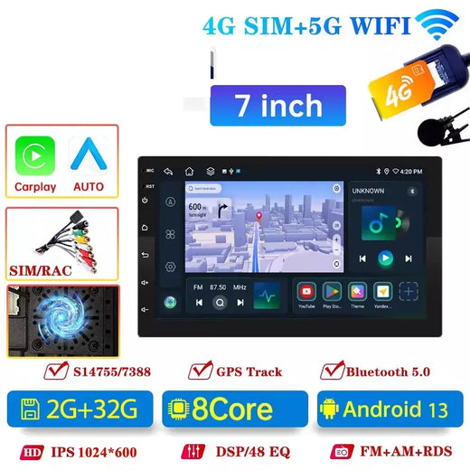 8581 8 Core Rádio do carro 7/9/10 ''2 Din Android 13 auto Vídeo Multimídia Estéreo Universal Carplay 8581 Para Volkswagen Nissan Hyundai Kia toyota fiat jeep honda toro Chevrolet Peugeot Citroën Ford