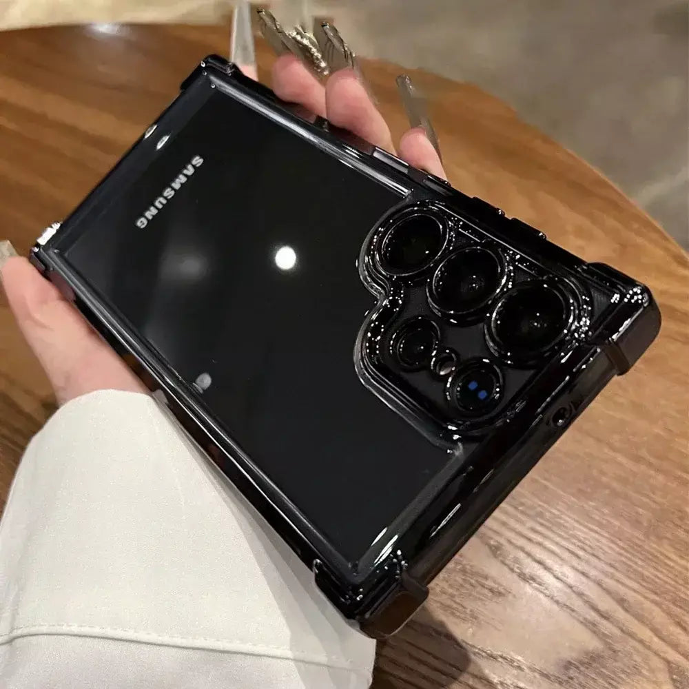 Chapeamento armadura transparente caso para samsung s25 ultra s24fe s23 fe s22 plus a54 a53 a55 a34 a35 a25 5g capa acrílica à prova de choque