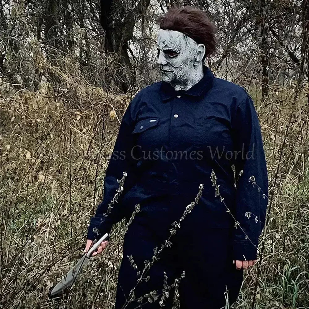 Michael bloody assassino outfits myers cosplay traje anime halloween para adultos das mulheres dos homens cos macacão máscara de terror traje de festa