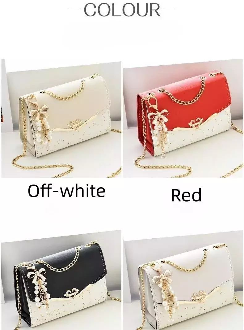 Lantejoula embelezada PU poliéster bolsa crossbody para senhoras, bolsa de ombro pequena, pingente cruz quadrada borla, moda na moda