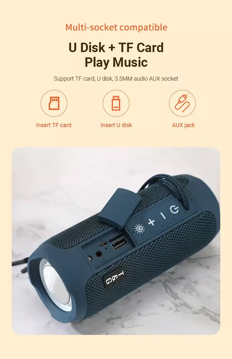 Alto-falante Bluetooth sem fio portátil, caixa de música, subwoofer handfree, baffe, FM, AUX, rádio, som, PC, TV, defletor