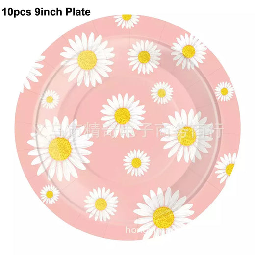 Toalha De Mesa De Flor De Daisy Descartável, Tampa De Mesa De Plástico, Decorações De Festa De Aniversário, Chuveiro De Bebê, Suprimentos De Casamento, Meninas