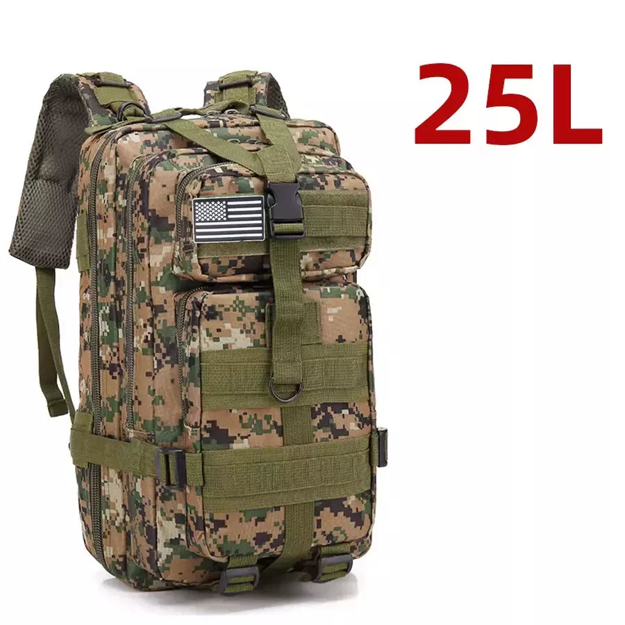 Impermeável Tactical Sports Bag, mochila de nylon resistente, mochilas ao ar livre para Trekking, pesca, caça, camping, caminhadas, 25L, 50L