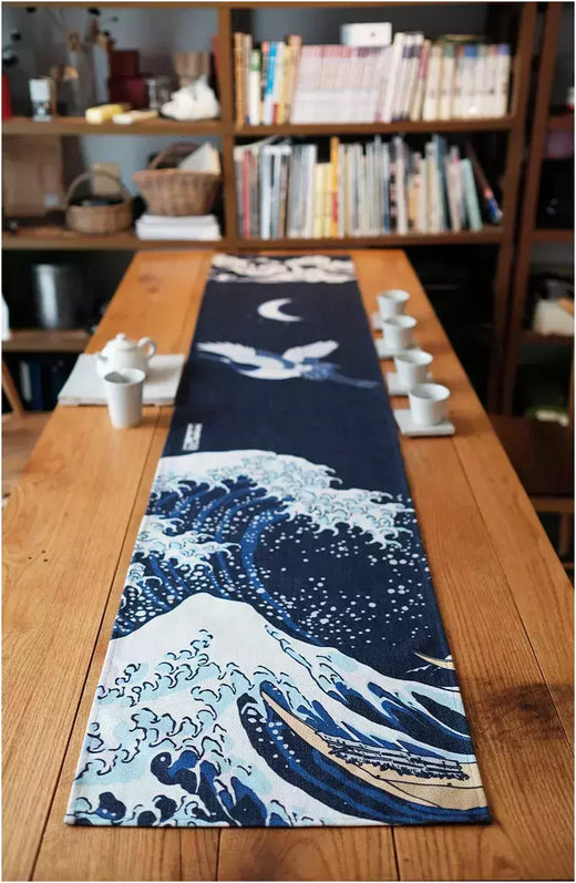 Simples chinês Lotus Table Runner, japonês Wave Table Flag, Koi Fish Toalha de Mesa, Acessórios para Cerimônia do Chá, Estilo Nacional