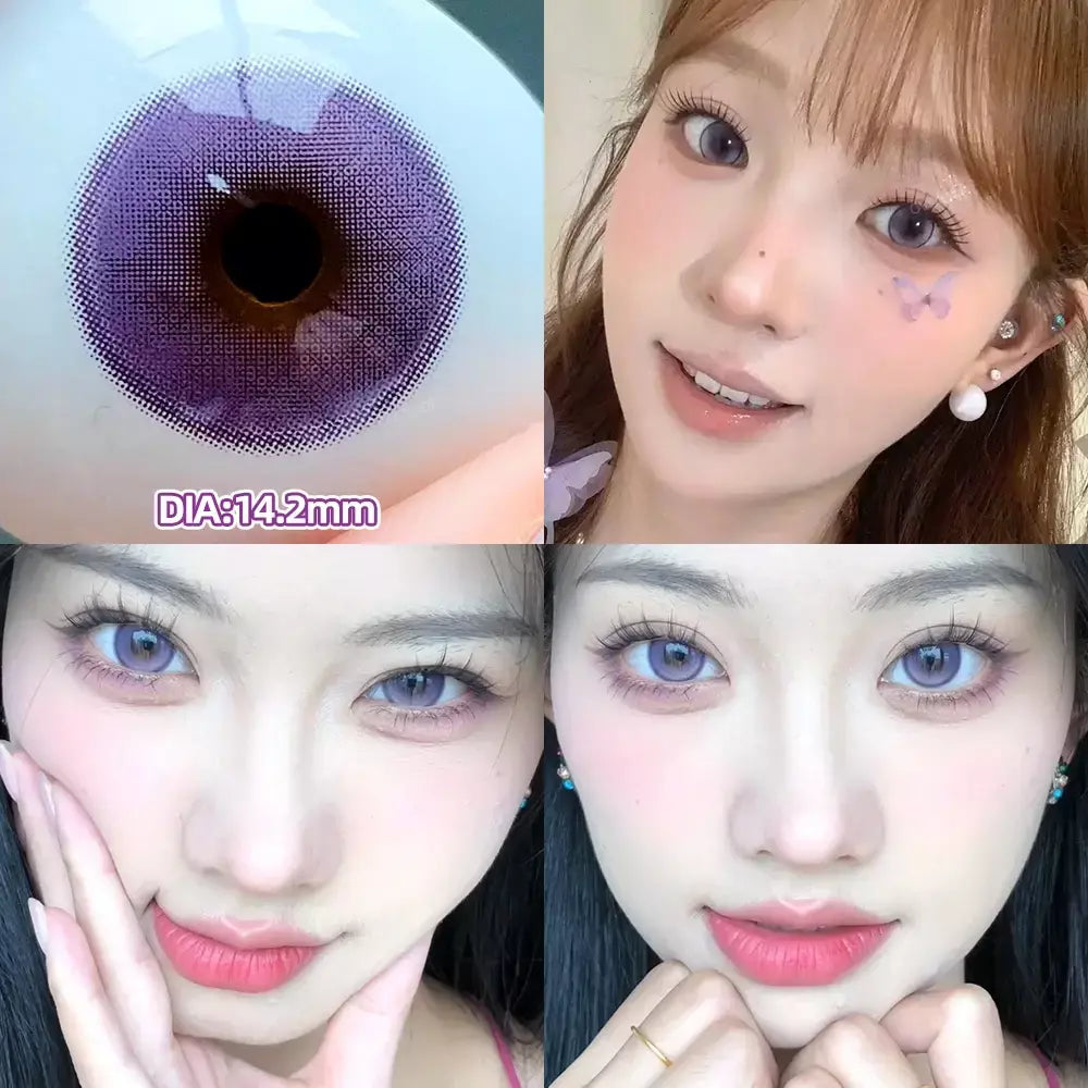 OVOLOOK-2pcs/par beleza roxo lentes de contato para olhos miopia lentes de contato coloridas lente azul natural moda cosplay alunos
